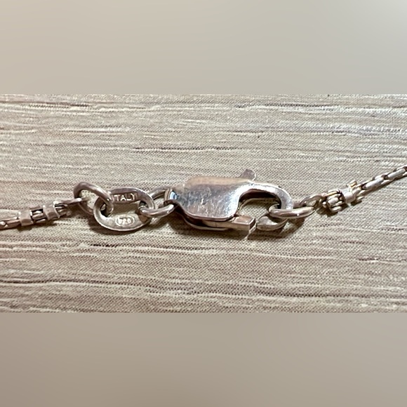 Vintage Sterling Silver ITALY Turquoise Boston Link Chain Bracelet, 7", 2.5g - Picture 4 of 5